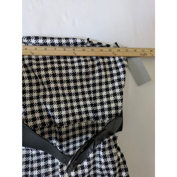 Go International Dress‎ Womens 8 Houndstooth Strapless Retro Plaid Belt Bodycon - Picture 6 of 11